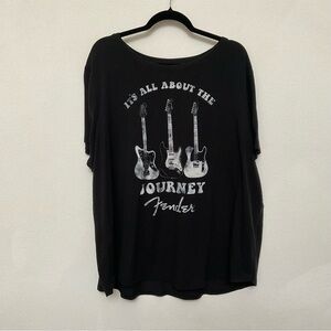 Fender Black, White Its All About the Journey Guitar Graphic Tee Size 3X